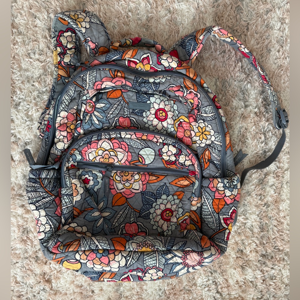 Vera Bradley Large Essentials Backpack Pink/orange/grey flowers